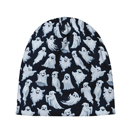 White Ghost Pattern Print Beanie