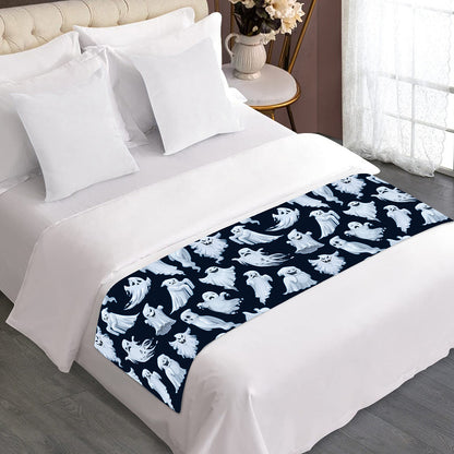White Ghost Pattern Print Bed Runner