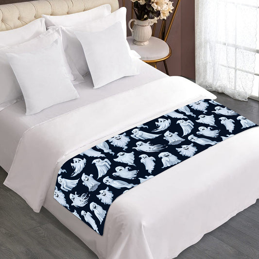 White Ghost Pattern Print Bed Runner
