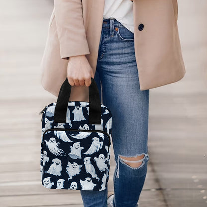 White Ghost Pattern Print Bible Tote Bag