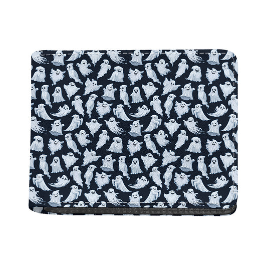 White Ghost Pattern Print Bifold Wallet
