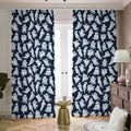 White Ghost Pattern Print Dimout Pencil Pleat Curtains