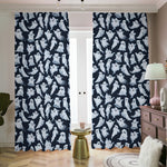 White Ghost Pattern Print Blackout Pencil Pleat Curtains