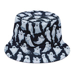 White Ghost Pattern Print Bucket Hat