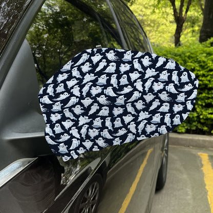 White Ghost Pattern Print Car Side Mirror Covers