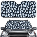 White Ghost Pattern Print Car Windshield Sun Shade