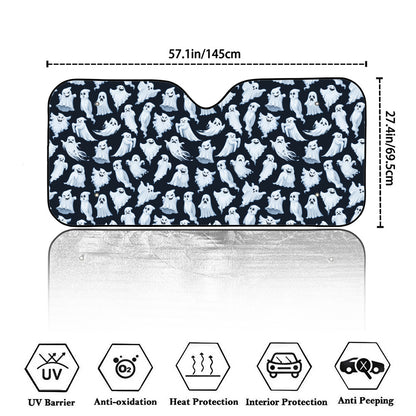 White Ghost Pattern Print Car Windshield Sun Shade