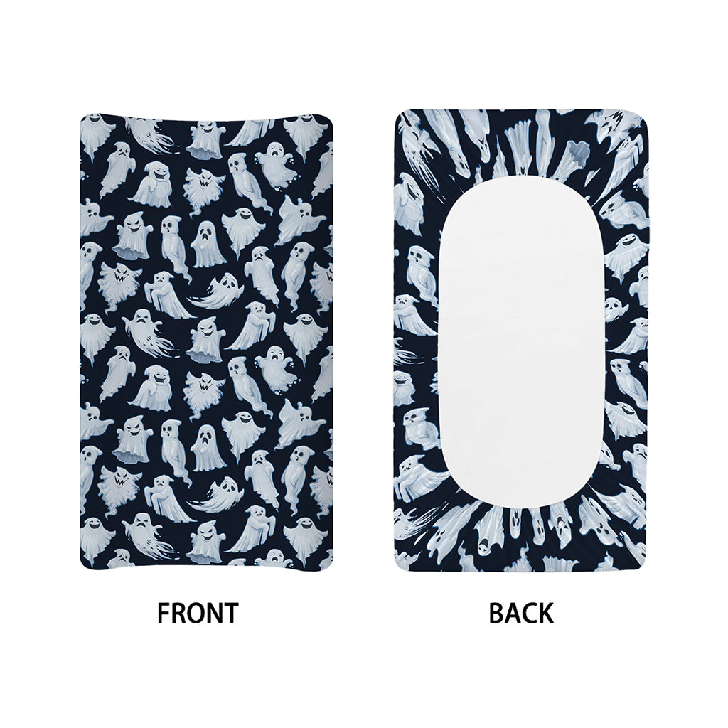 White Ghost Pattern Print Changing Pad Cover