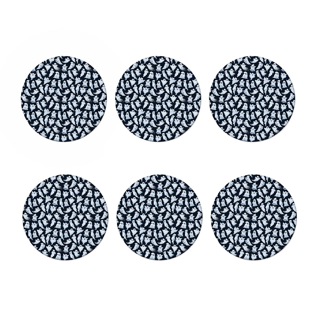 White Ghost Pattern Print Coaster Set