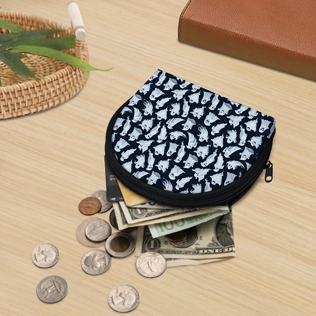 White Ghost Pattern Print Coin Purse