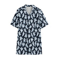 White Ghost Pattern Print Cotton Hawaiian Shirt