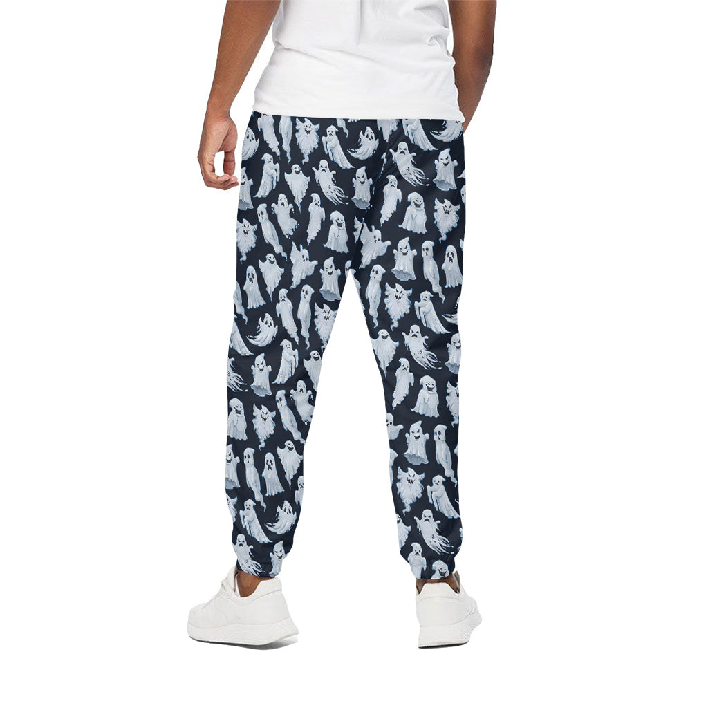 White Ghost Pattern Print Cotton Pants