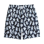 White Ghost Pattern Print Cotton Shorts