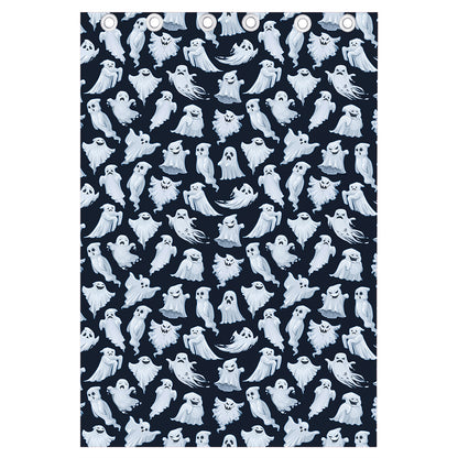 White Ghost Pattern Print Curtain