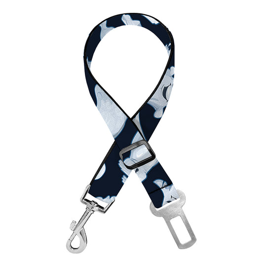 White Ghost Pattern Print Dog Seat Belt