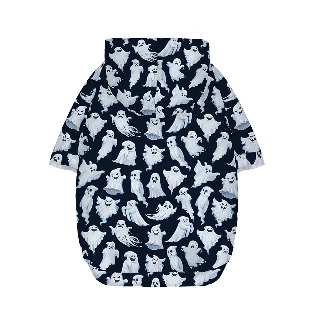 White Ghost Pattern Print Dog Zip Up Hoodie