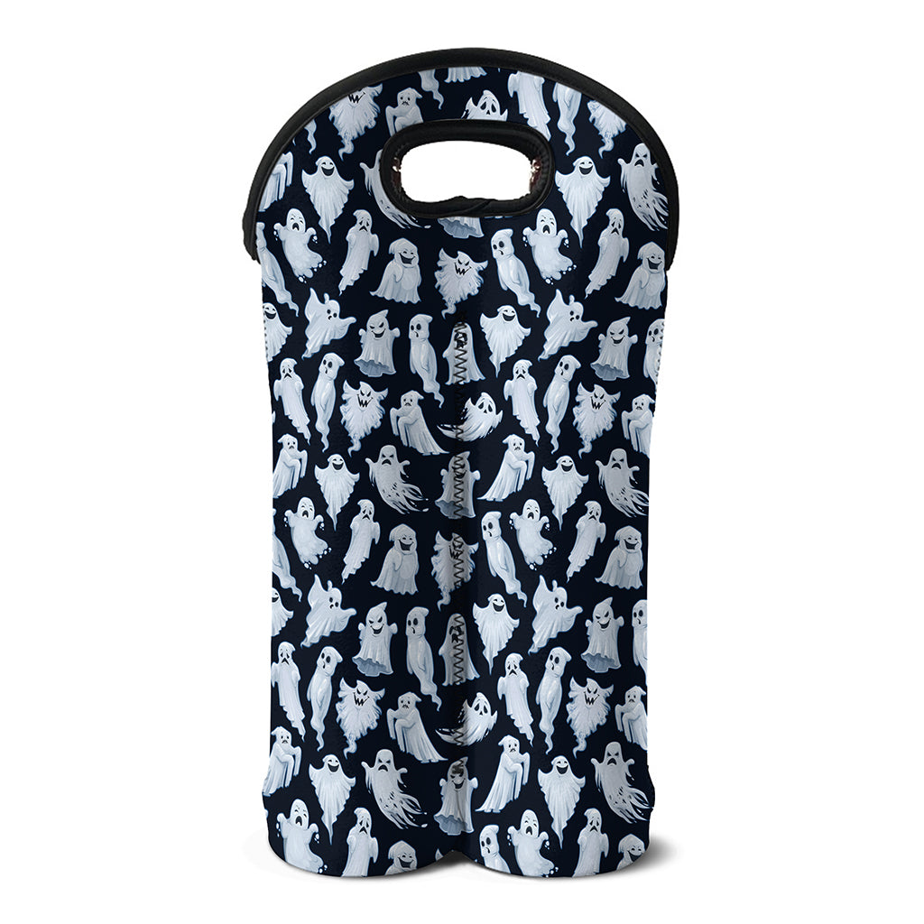 White Ghost Pattern Print Double Neoprene Wine Tote