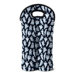 White Ghost Pattern Print Double Neoprene Wine Tote