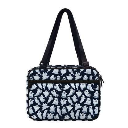 White Ghost Pattern Print Double Strap Bible Bag