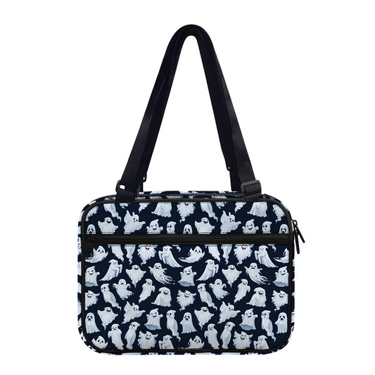 White Ghost Pattern Print Double Strap Bible Bag