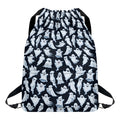 White Ghost Pattern Print Drawstring Backpack