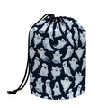 White Ghost Pattern Print Drawstring Makeup Bag