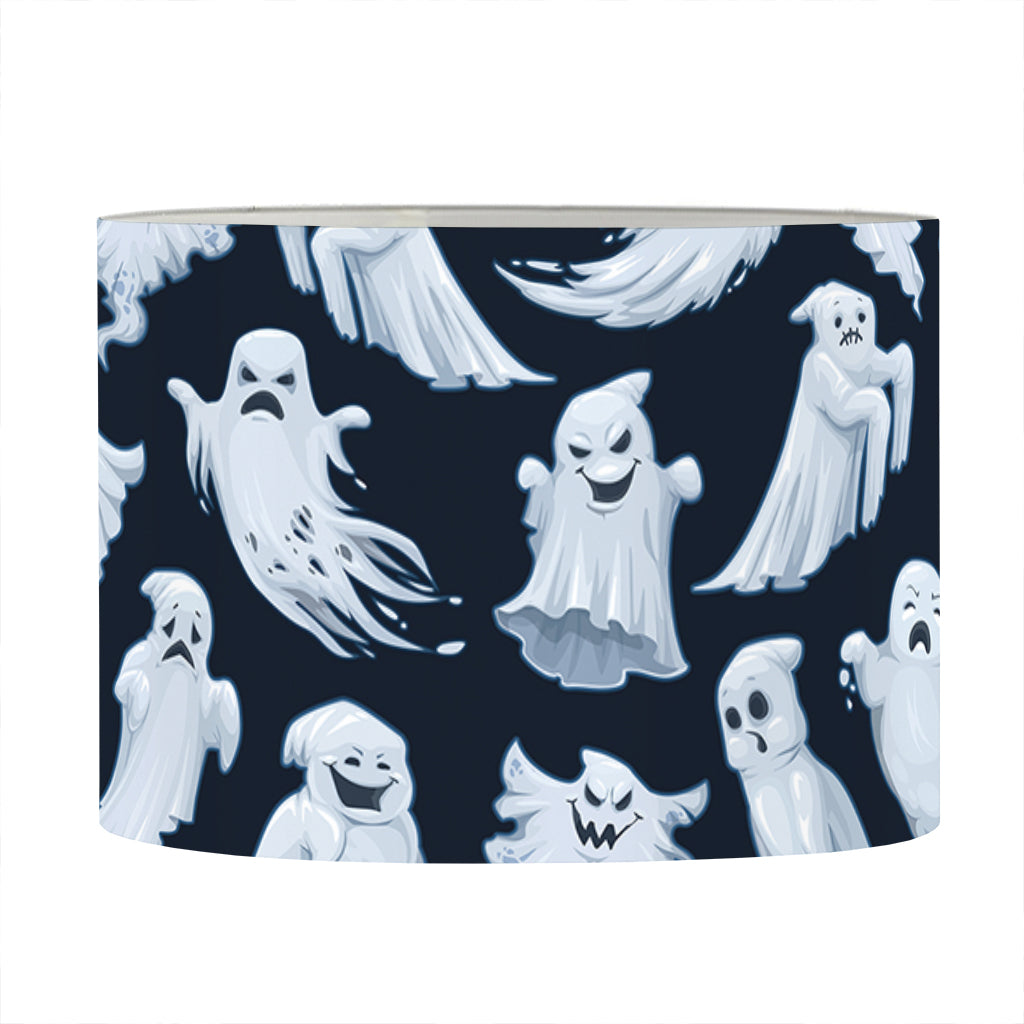White Ghost Pattern Print Drum Lamp Shade