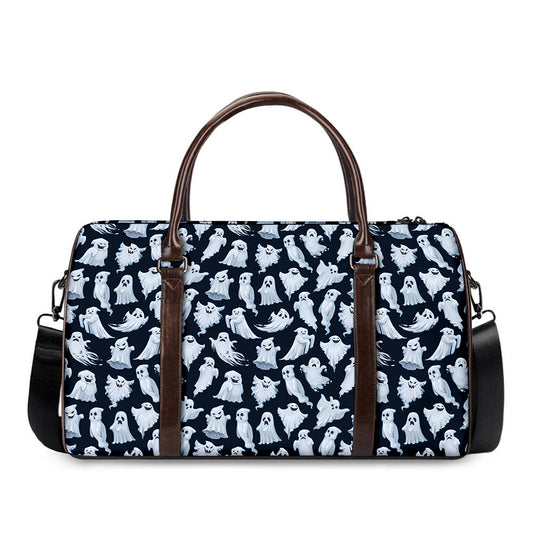 White Ghost Pattern Print Duffle Bag