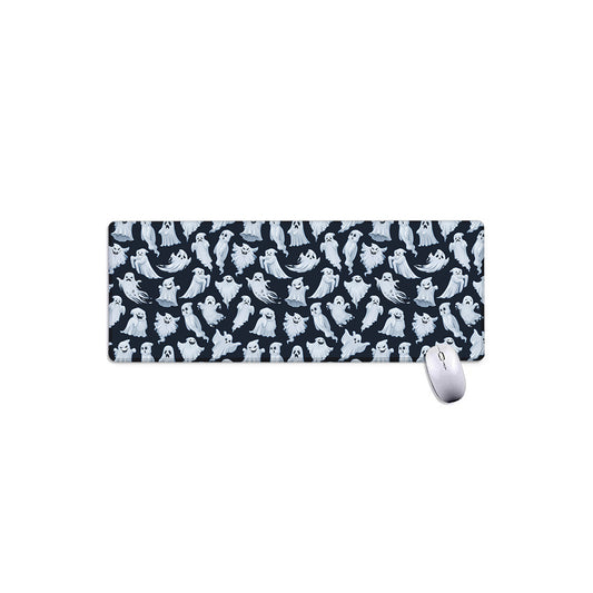 White Ghost Pattern Print Extended Mouse Pad