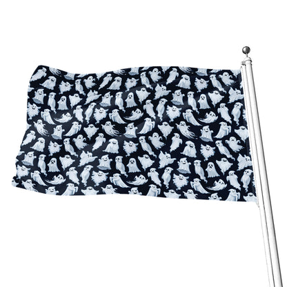 White Ghost Pattern Print Flag