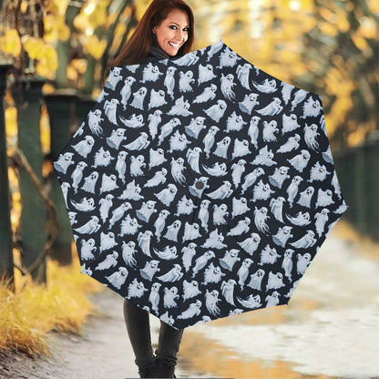 White Ghost Pattern Print Foldable Umbrella
