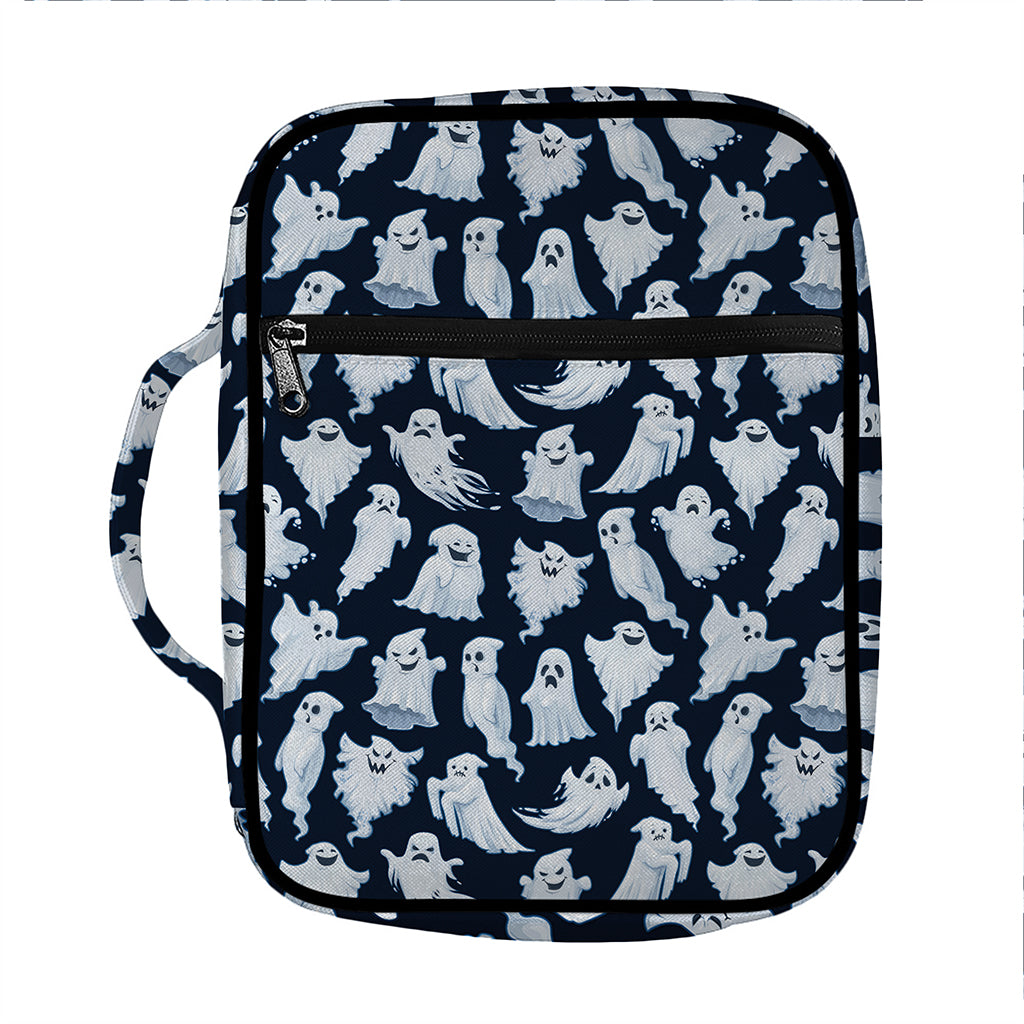 White Ghost Pattern Print Front Pocket Bible Bag