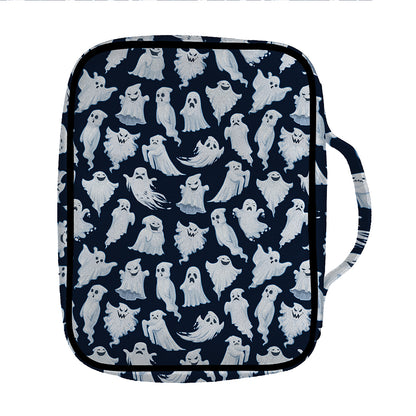 White Ghost Pattern Print Front Pocket Bible Bag