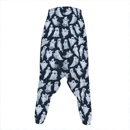 White Ghost Pattern Print Hammer Pants