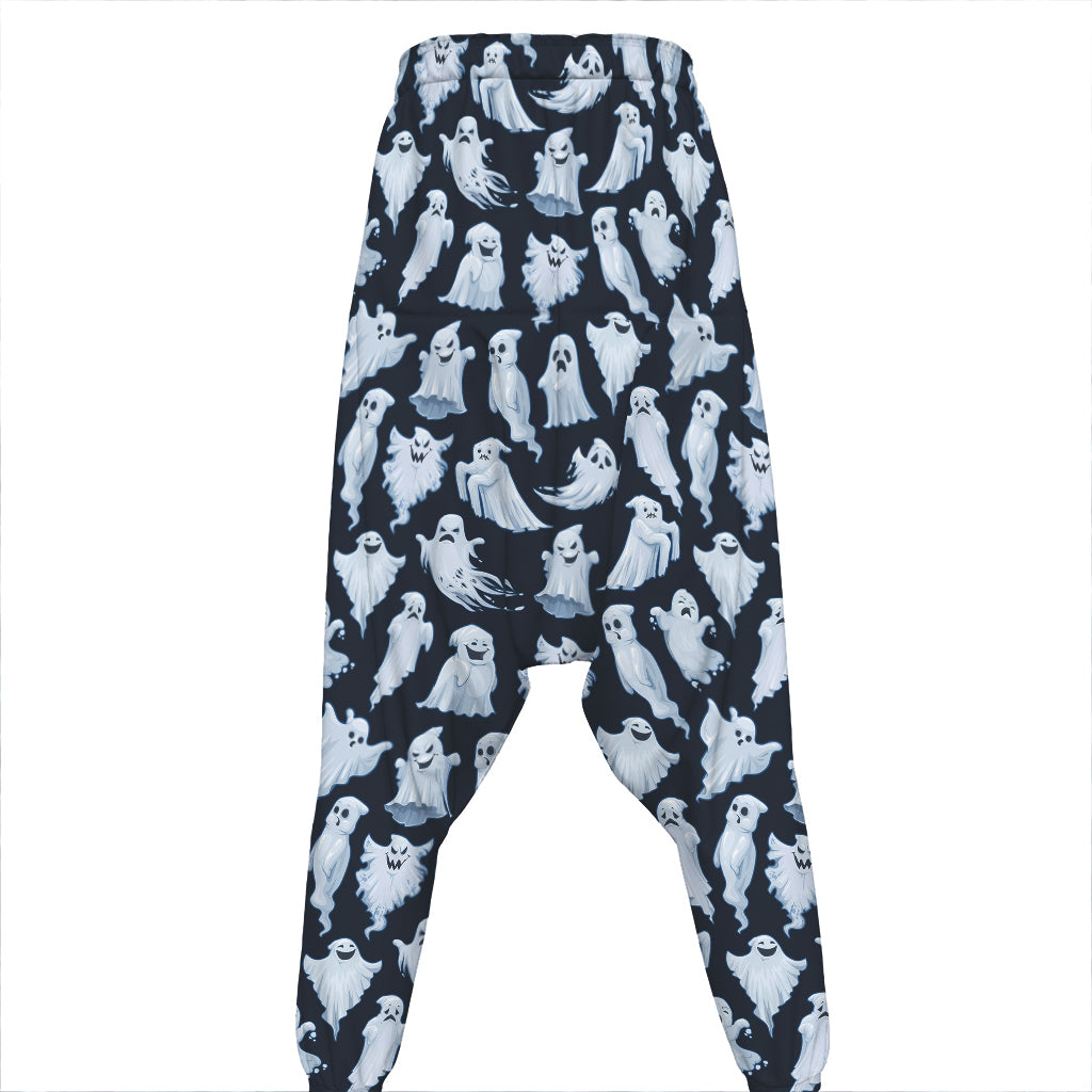 White Ghost Pattern Print Hammer Pants