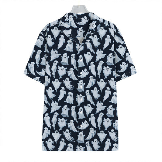 White Ghost Pattern Print Hawaiian Shirt