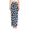 White Ghost Pattern Print High Slit Maxi Skirt