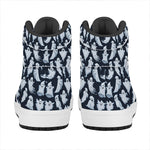 White Ghost Pattern Print High Top Leather Sneakers