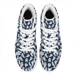 White Ghost Pattern Print High Top Leather Sneakers