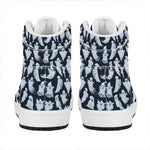 White Ghost Pattern Print High Top Leather Sneakers