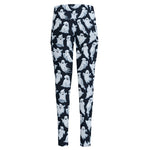 White Ghost Pattern Print High-Waisted Pocket Leggings