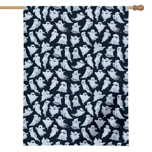 White Ghost Pattern Print House Flag