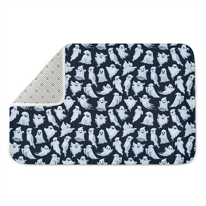 White Ghost Pattern Print Indoor Door Mat