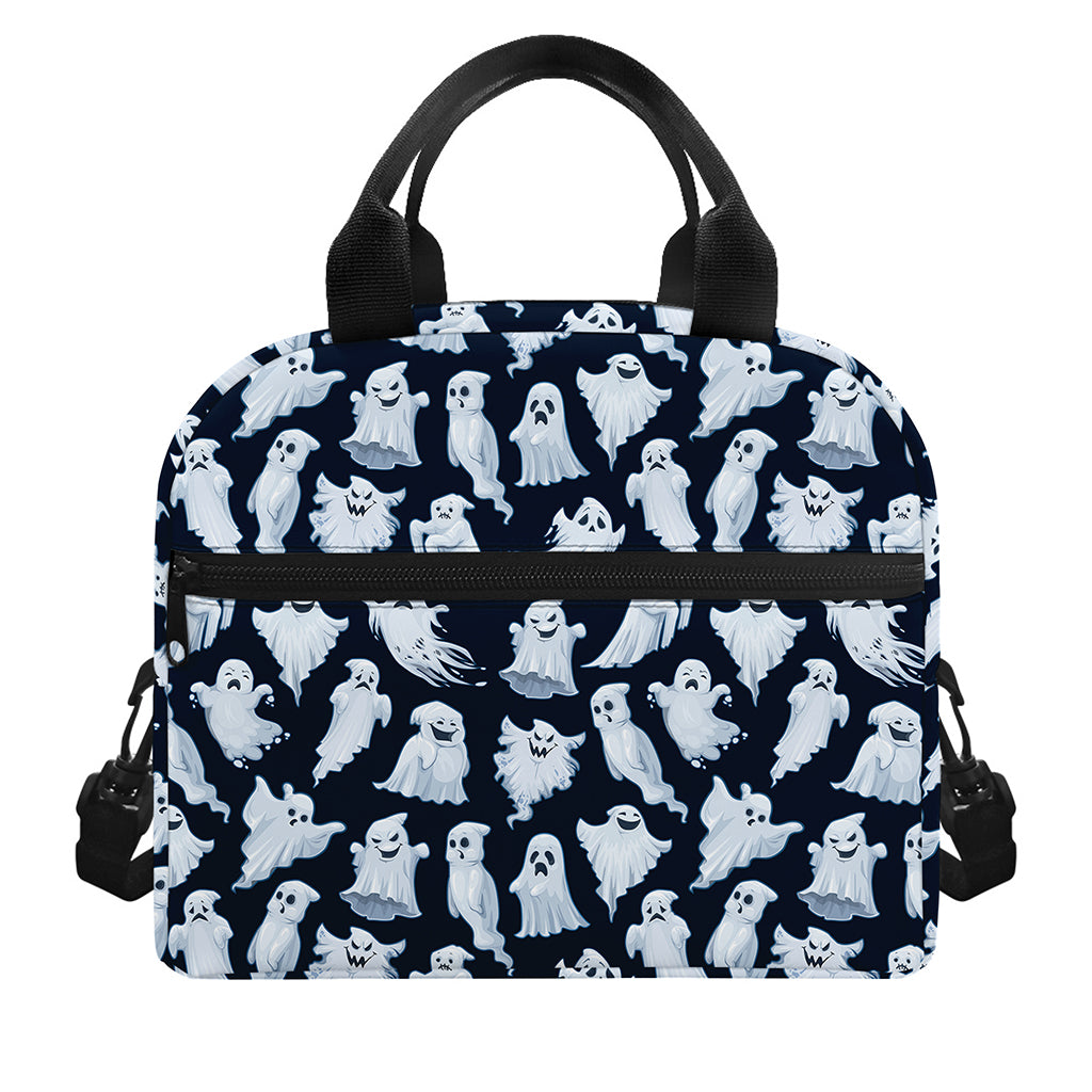 White Ghost Pattern Print Insulated Lunch Bag