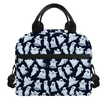 White Ghost Pattern Print Insulated Lunch Bag