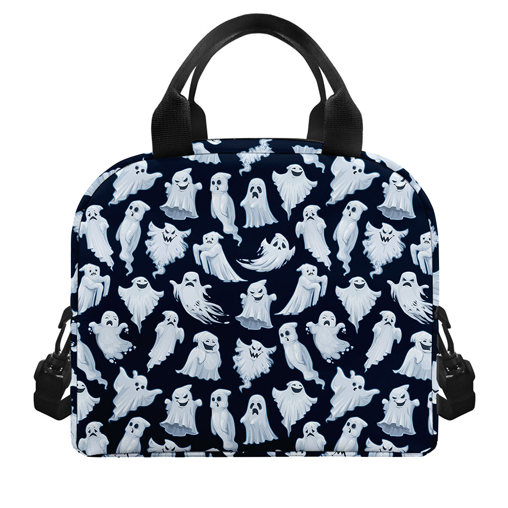 White Ghost Pattern Print Insulated Lunch Bag
