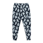 White Ghost Pattern Print Jogger Pants