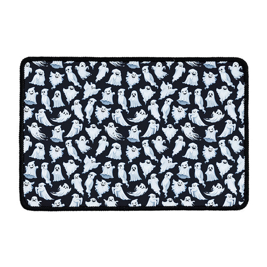 White Ghost Pattern Print Kitchen Mat