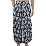 White Ghost Pattern Print Lantern Pants