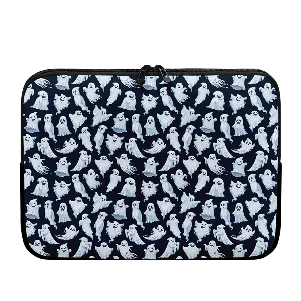 White Ghost Pattern Print Laptop Sleeve